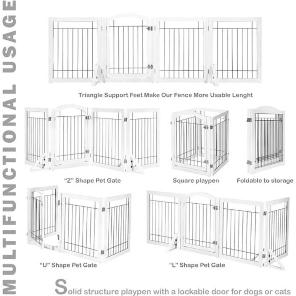 96-inch Extra Wide 30-inches Tall Dog Gate with Door Walk Through, Freestanding
